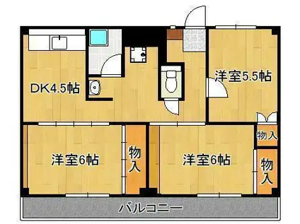 ビレッジハウス則松 2号棟(3DK/3階)の間取り写真