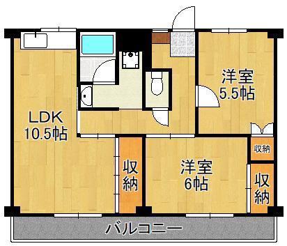 ビレッジハウス則松 4号棟(2LDK/3階)の間取り写真