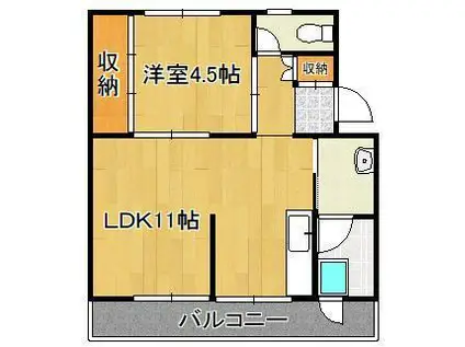 ビレッジハウス若松 1号棟(1LDK/1階)の間取り写真