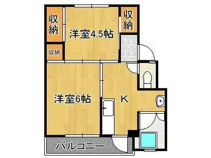 ビレッジハウス若松 1号棟(2K/4階)の間取り写真