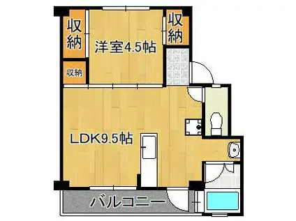 ビレッジハウス若松 1号棟(1LDK/5階)の間取り写真