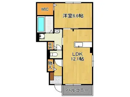 ホワイトハウスⅠ番館(1LDK/1階)の間取り写真