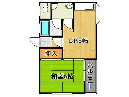 リビオン熊西(1DK/4階)の間取り写真