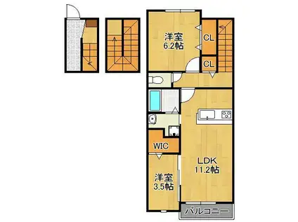 レガリア陣原 A棟(2LDK/3階)の間取り写真