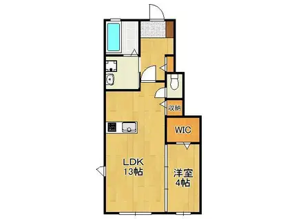 HAPPY WORLD(1LDK/1階)の間取り写真