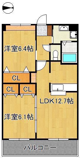 ロイヤルTK(2LDK/2階)の間取り写真