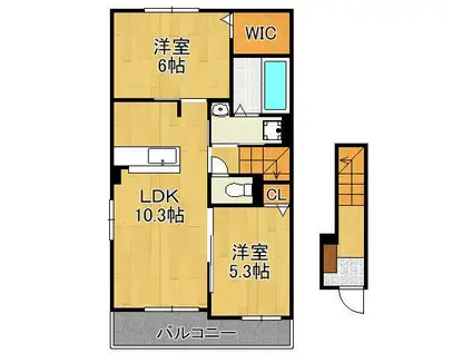 ハーバー・ハウスA(2LDK/2階)の間取り写真