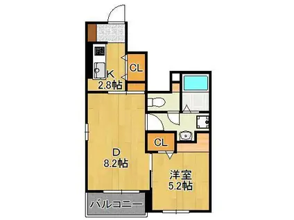 グラン・リーオE(1DK/1階)の間取り写真