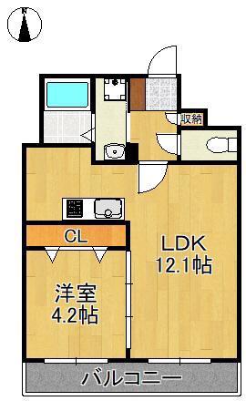 THE AFFINITY CRUZ-SQUARE(1LDK/4階)の間取り写真