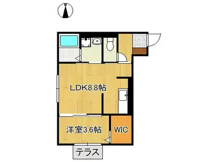 FUGA陣山(1LDK/1階)の間取り写真