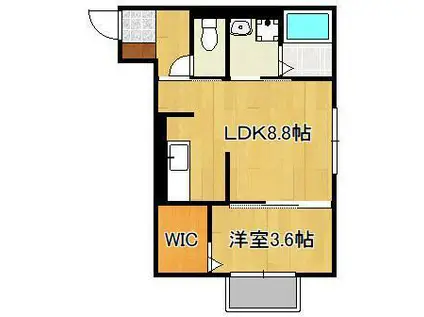 FUGA陣山(1LDK/2階)の間取り写真