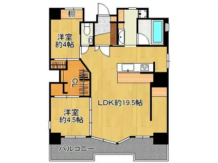 マテール穴生 1308号(2LDK/13階)の間取り写真