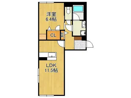 CASA HOTEI(1LDK/1階)の間取り写真