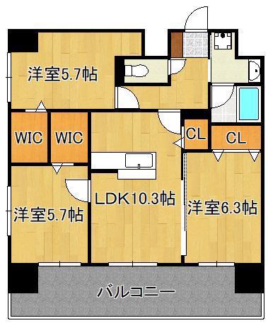 ルークス紅梅(3LDK/8階)の間取り写真