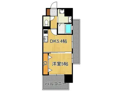 ルークス紅梅(1DK/4階)の間取り写真