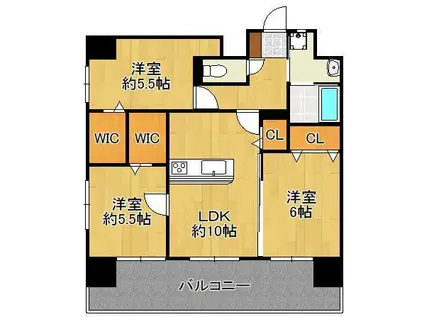 ルークス紅梅(3LDK/9階)の間取り写真