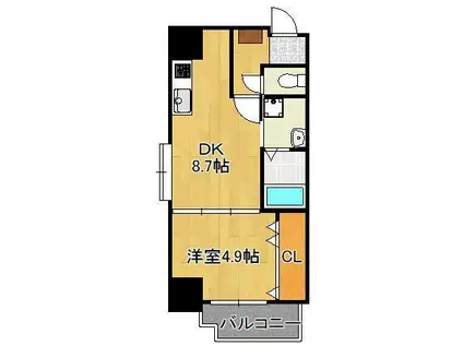 ラグーナ黒崎(1DK/8階)の間取り写真