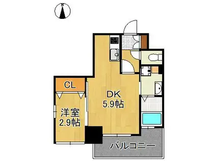 ラグーナ黒崎(1DK/8階)の間取り写真