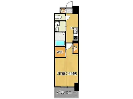 ウィングス穴生(1K/3階)の間取り写真