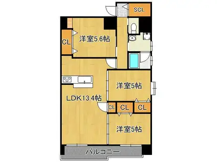 シュライン恵比寿レジデンス(3LDK/12階)の間取り写真