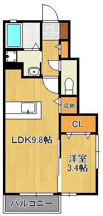 プランドールM(1LDK/1階)の間取り写真