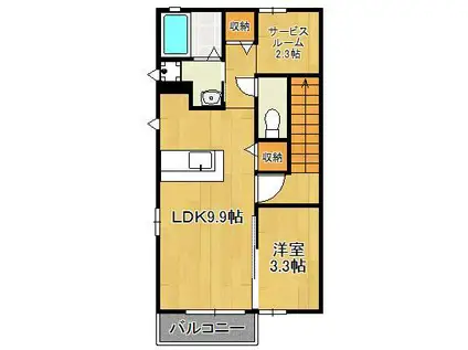 プランドールM(1SLDK/2階)の間取り写真