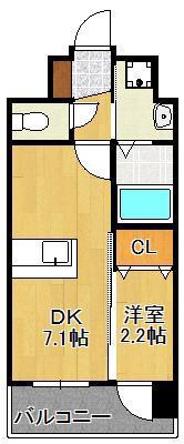 YSP八幡(1DK/6階)の間取り写真