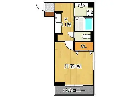 FUGA清納(1K/3階)の間取り写真