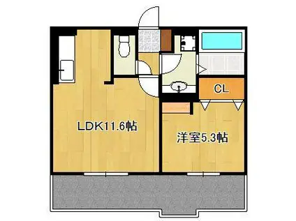 ルート アトリエ(1LDK/2階)の間取り写真