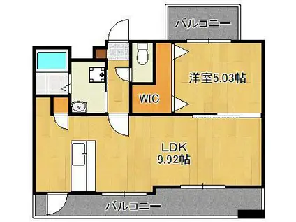 ギャラン鷹の巣(1LDK/3階)の間取り写真