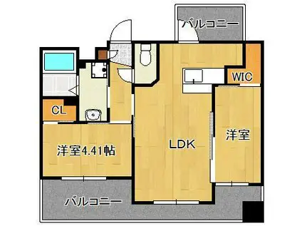 ギャラン鷹の巣(2LDK/7階)の間取り写真