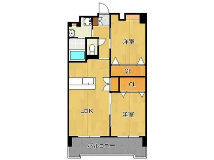 ギャラン鷹の巣(2LDK/11階)の間取り写真