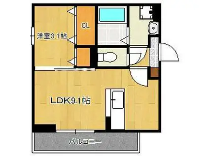  D-ROOM東浜町(1LDK/3階)の間取り写真