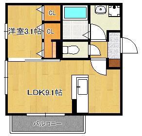 D-ROOM華里(1LDK/1階)の間取り写真