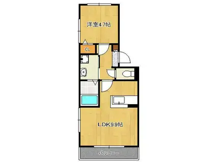 D-ROOM華里(1LDK/3階)の間取り写真