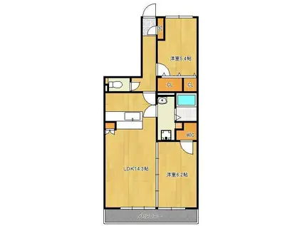 ヴィアーレ(2LDK/5階)の間取り写真