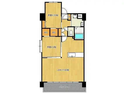 ギャラン穴生NEO(2LDK/4階)の間取り写真