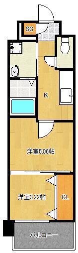 ギャラン穴生NEO(2K/3階)の間取り写真