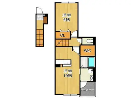 コンフォート・F(1LDK/2階)の間取り写真