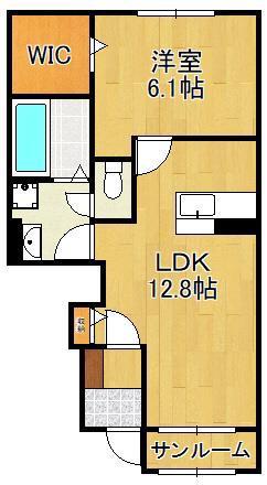 アス・テラスⅡ(1LDK/1階)の間取り写真