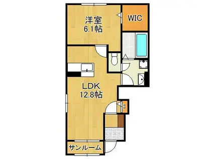 アス・テラスⅢ(1LDK/1階)の間取り写真