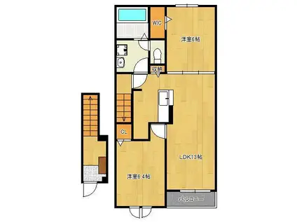 ティーダ竹末 B棟(2LDK/2階)の間取り写真