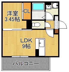 SAKURA(1LDK/3階)の間取り写真