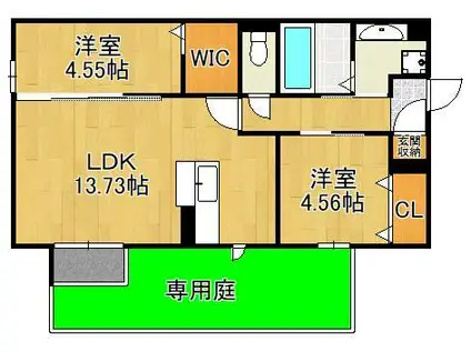 POLONIA WAKAMATSU A棟(2LDK/1階)の間取り写真