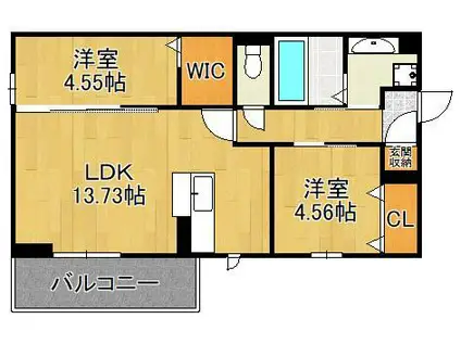 POLONIA WAKAMATSU A棟(2LDK/3階)の間取り写真