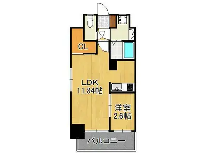 MGA黒崎W(1LDK/6階)の間取り写真