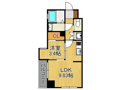 MGA黒崎W(1LDK/6階)の間取り写真