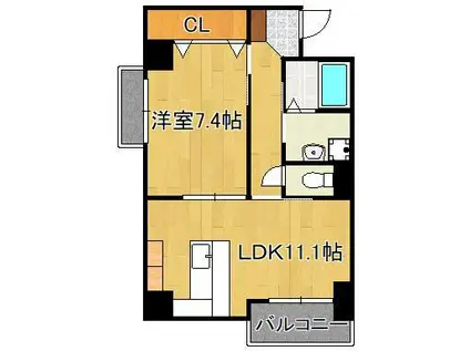 黒崎第14晴和ビル(1LDK/3階)の間取り写真