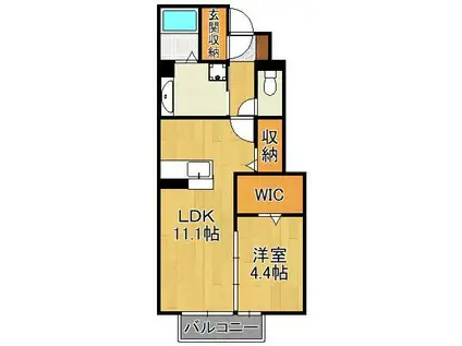 ポルタ宮前(1LDK/1階)の間取り写真