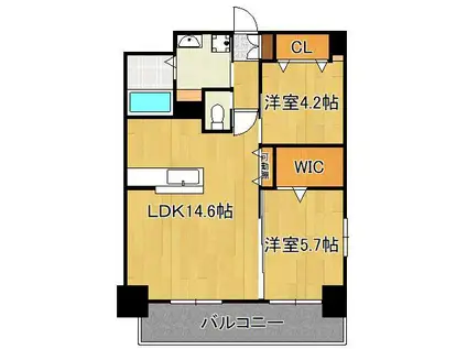 ウィングス熊手(2LDK/5階)の間取り写真